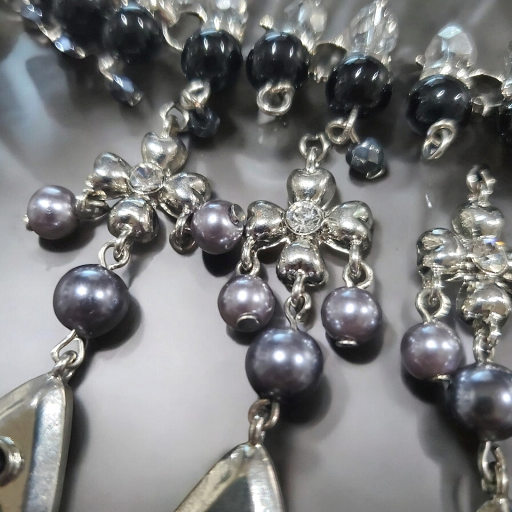 GERARD YOSCA Vintage Massive Cross Pearl Onyx Statement Necklace - Picture 3 of 5